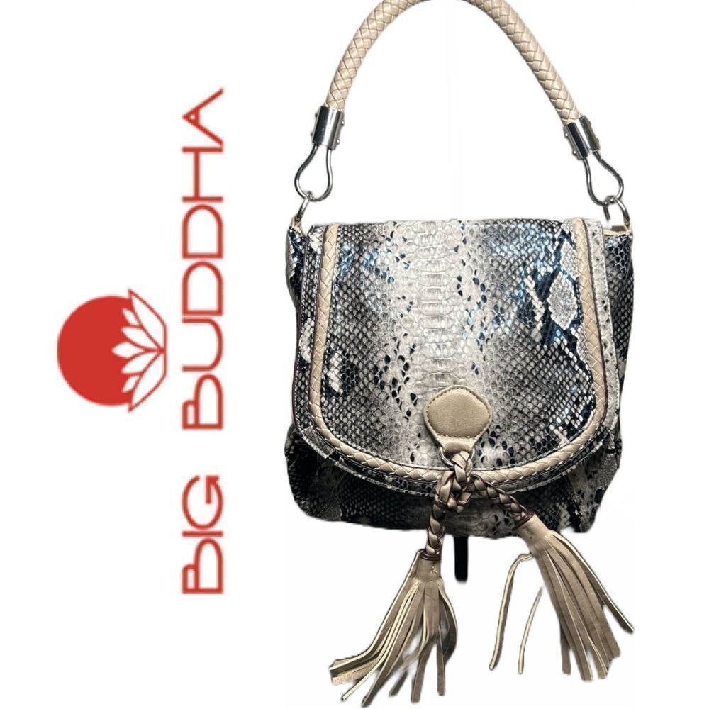 Big Buddha Vegan Leather Snake Print Handbag